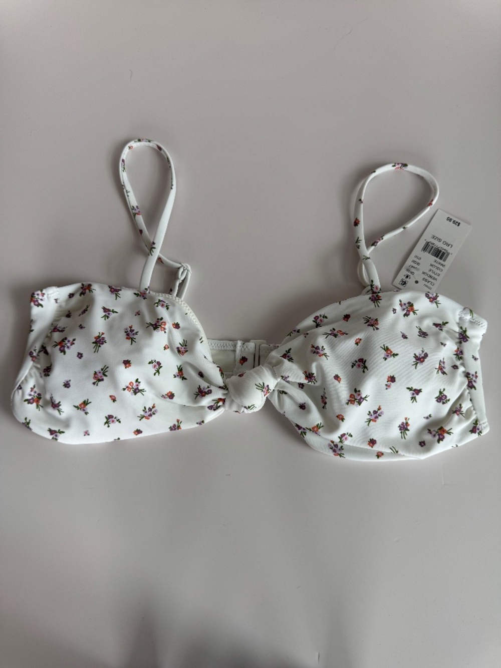 PacSun White Ditsy Floral Knot Front Bikini Top Women's Large NWT